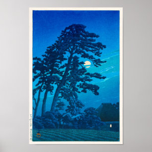 Poster Lumière de la lune à Magome, Hasui Kawase, Woodcut