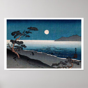 Poster Lumière de la lune et côte solitaire, Hiroshige, U