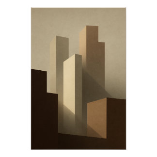 Poster Lumière Dorée – Silhouettes Urbaine