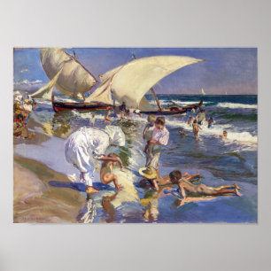 Poster Lumière du matin de la plage de Valencia   Joaquí