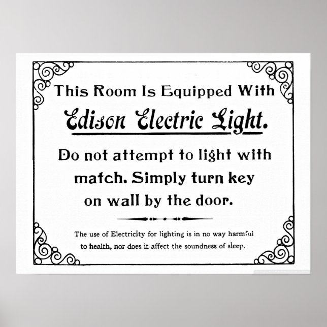 Poster Lumière électrique drôle Edison (Devant)