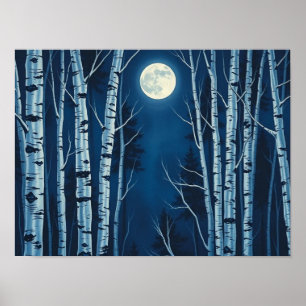 Poster Lumière Éthérée de l'Hiver : Pleine Lune Illuminan