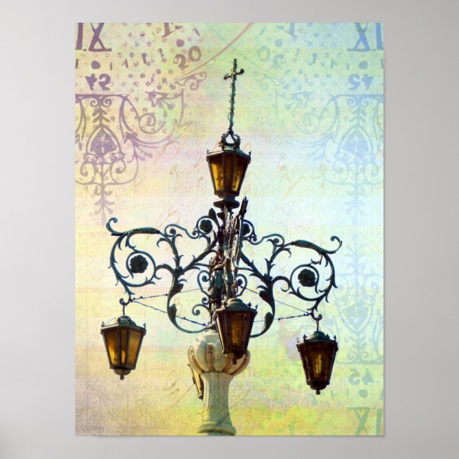 Poster Lumière Plaza avec Arrière - plan Pastel (Devant)