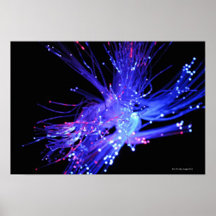 Poster Lumière rouge et bleue de fibre optique