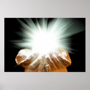 Poster Lumière spirituelle dans les mains bouchées
