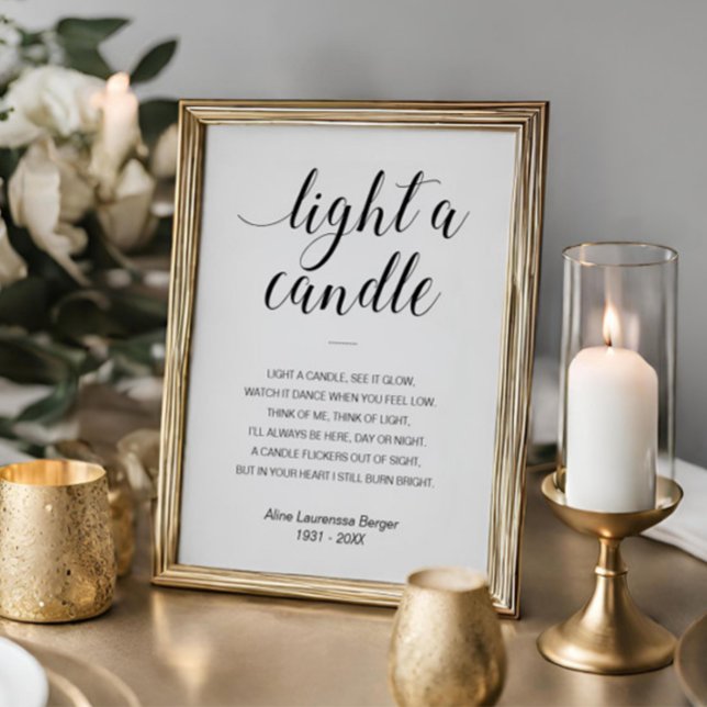 Poster Lumière Une bougie Élégante poème funéraire avec n (Créateur téléchargé)