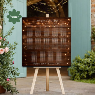 Poster Lumières à cordes en bois Brown 14 Tables Siège Ma