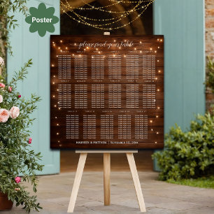 Poster Lumières à cordes en bois Brown 17 Tables Siège Ma