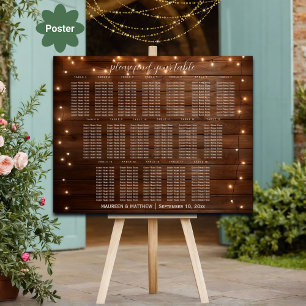 Poster Lumières à cordes en bois Brown 18 Tables Siège Ma