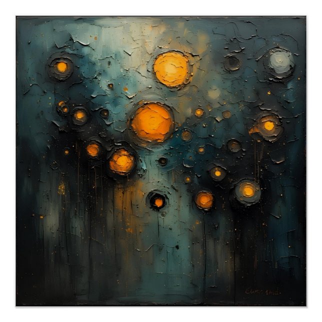 Poster Lumières Abstraites dans le noir design de l'art A (Devant)