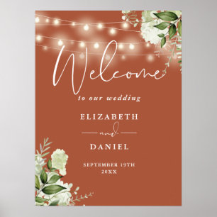 Poster Lumières de chaîne en terre cuite Fleurs Mariage B