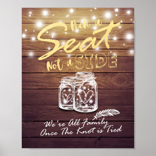 Poster Lumières de jarres de maçon de mariage Choisissez  (Devant)