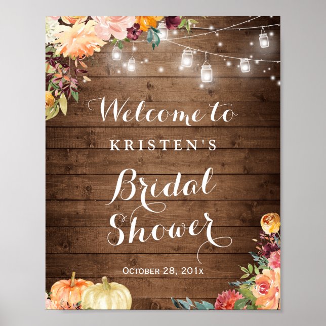 Poster Lumières de jarres de maçon florales d'automne Sig (Devant)
