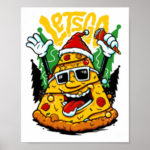 Poster Lumières de Noël Pizza Tree Joyeux Noël