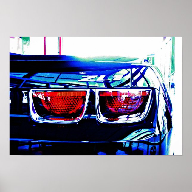 Poster Lumières de queue de Camaro noir ZL1 avec décollet (Devant)