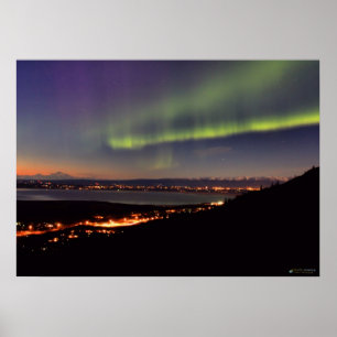 Poster Lumières du nord dansant devant Denali