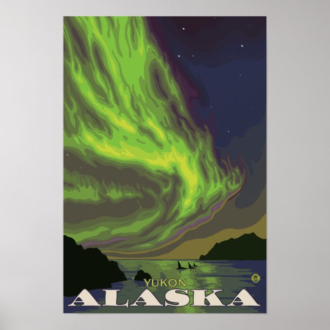 Poster Lumières et orques du Nord - Yukon, Alaska (Devant)