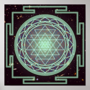 Poster Luminosité bleue du Sri Yantra