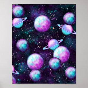 Poster Luminosité du système solaire   Planète rose viole