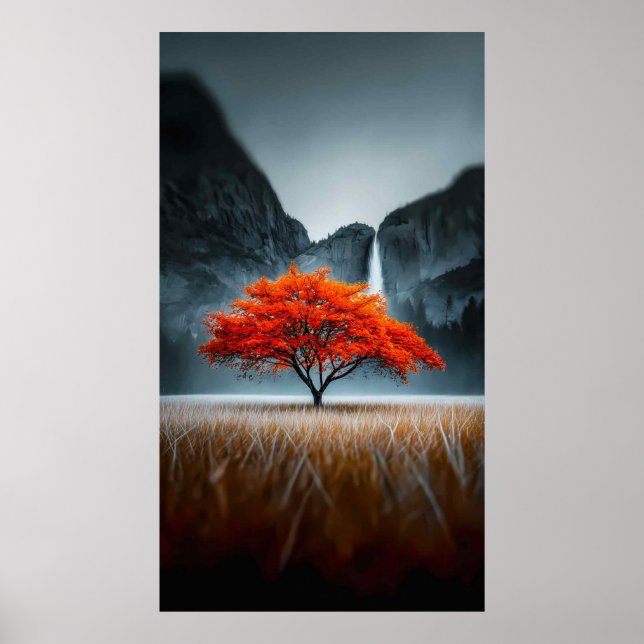 Poster Luminous Autumn Tree Landscape (Devant)