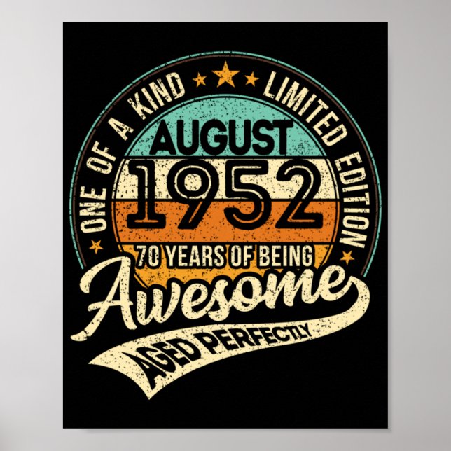 Poster L'un des genres - Né en août 1952 - 70 ans de (Devant)