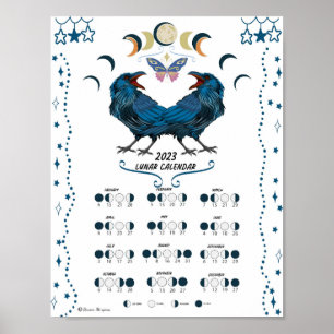 Poster LUNAR CALENDAR 2023, Crow Moon, Wicca Witch Moon