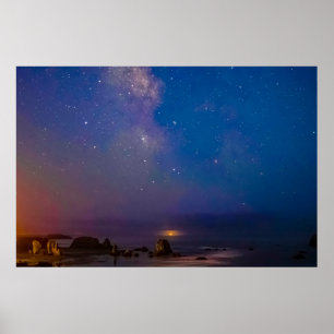 Poster Lunar Eclipse et Milky Way Bandon Beach