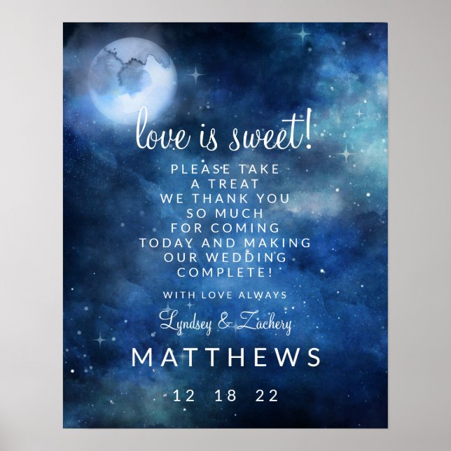 Poster Lunar Sky Moon Love is Sweet Treat Mariage (Devant)