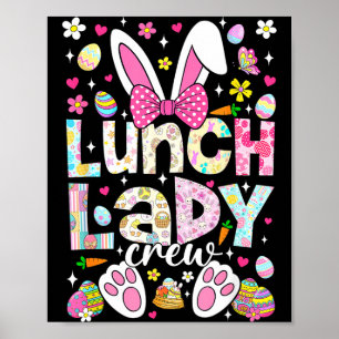 Poster Lunch Lady Crew Funny Bunny Cafétéria Famille Pâqu