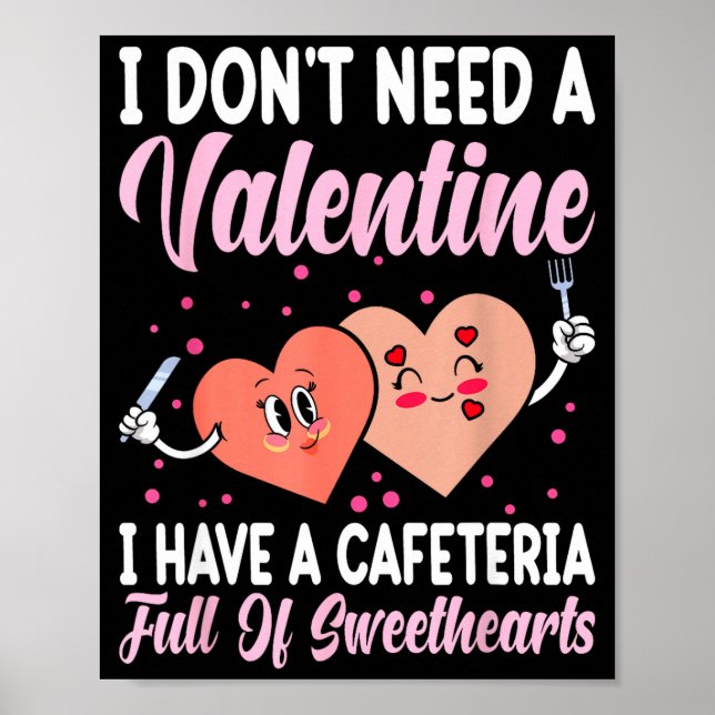 Poster Lunch Lady Gift Co. Funny Valentine's Day - Black  (Devant)