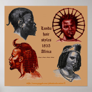 Poster Lunda Hairstyle 1835-sud du Congo Afrique