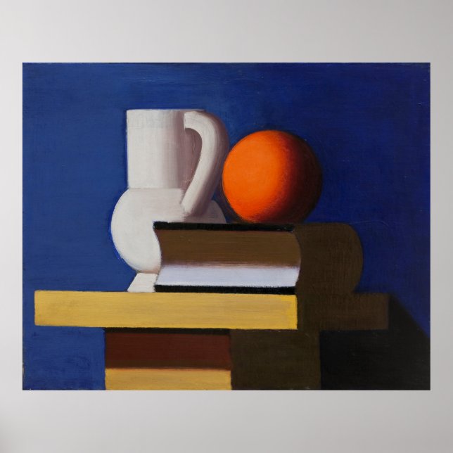 Poster Lundstrøm's Arrangement avec jug, orange et livre (Devant)