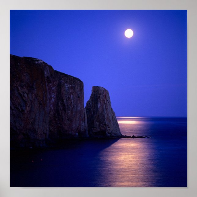 Poster Lune À Dusk | Côte Gaspe de Perce Rock Québec (Devant)