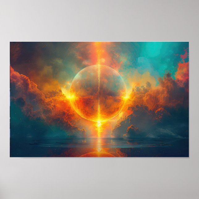 Poster Lune au coucher du soleil (Devant)