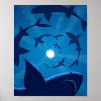Lune blanche de requin bleu sous la mer