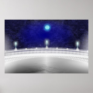 POSTER LUNE BLEUE AU-DESSUS DU PONT DE HAPENNY