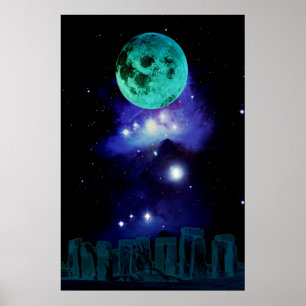 Poster Lune bleue païenne