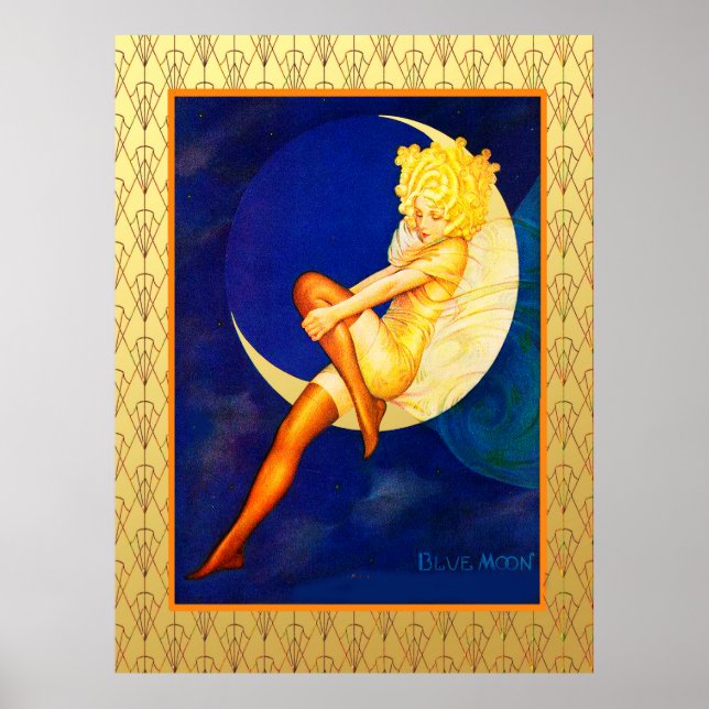 Poster Lune bleue vintage (Devant)