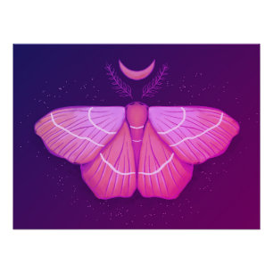 Poster Lune de lune de lune violet d'insecte magique Cott