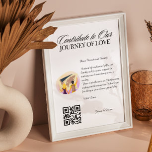 Poster Lune de miel Souhaite Registre Qr Code Mariage Cad