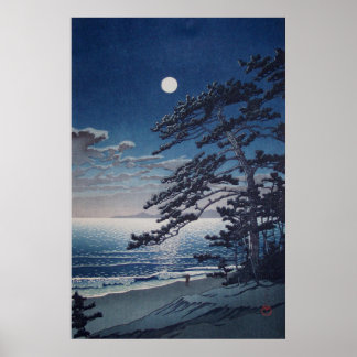 Poster Lune de printemps à la plage de Ninomiya Kawase Ha
