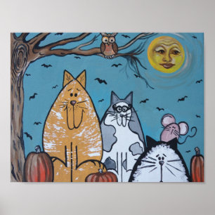 Poster Lune de récolte d'un chat
