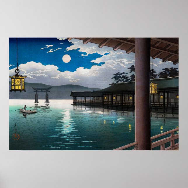 Poster Lune d'été à Miyajima par Tsuchiya Koitsu (Devant)