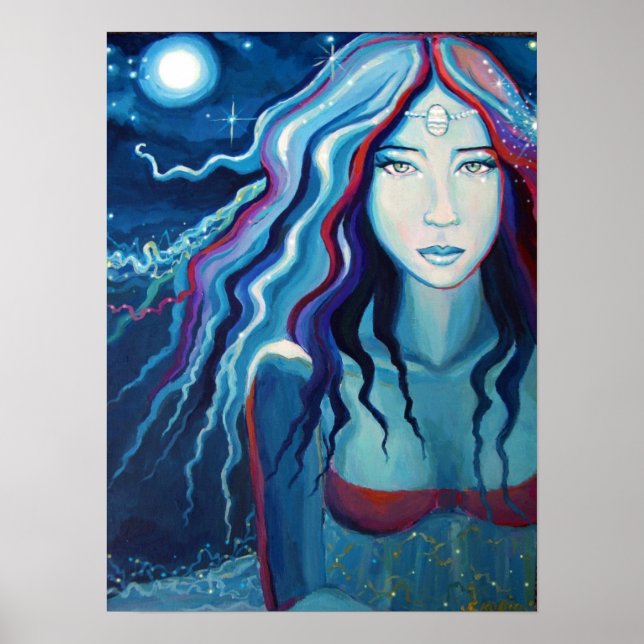 Poster Lune électrique - Déesse/Imaginaire Art Imprimer (Devant)