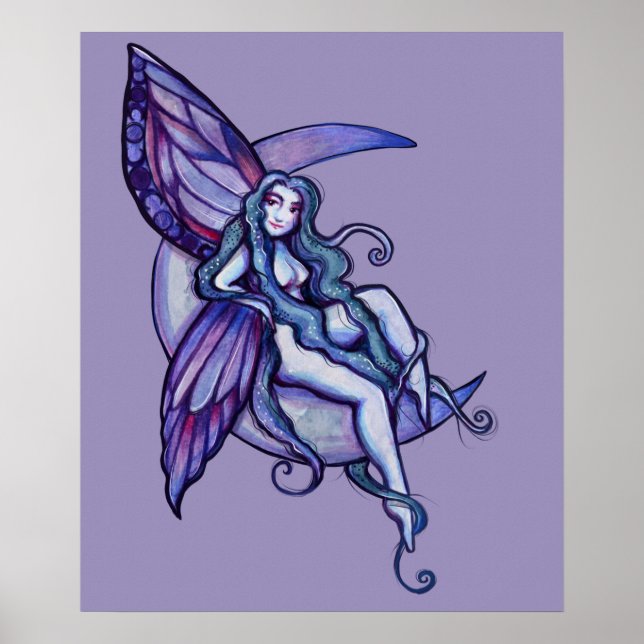 Poster Lune Enfant Fée Lune Enfant Féerie Art Fae (Devant)