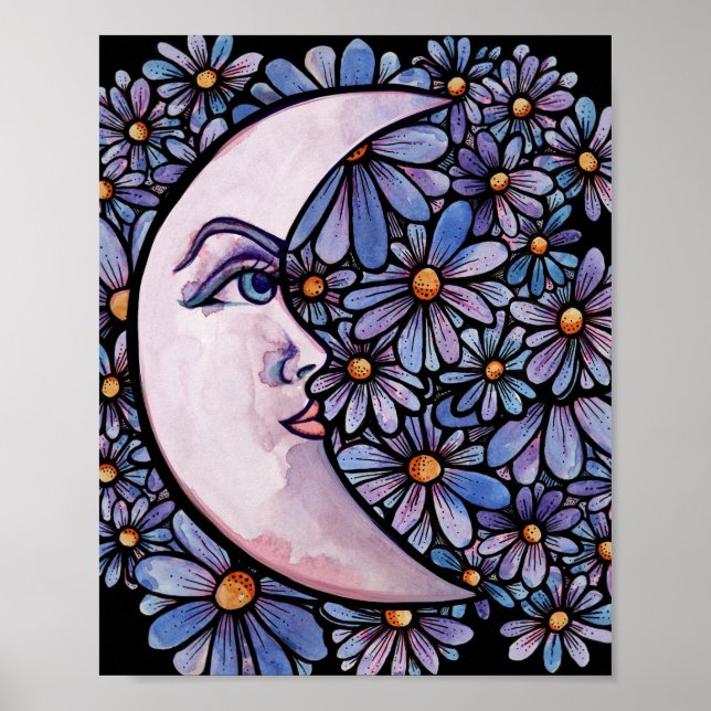 Poster Lune Enfant Lune Déesse Art Lune Enfant Violet (Devant)