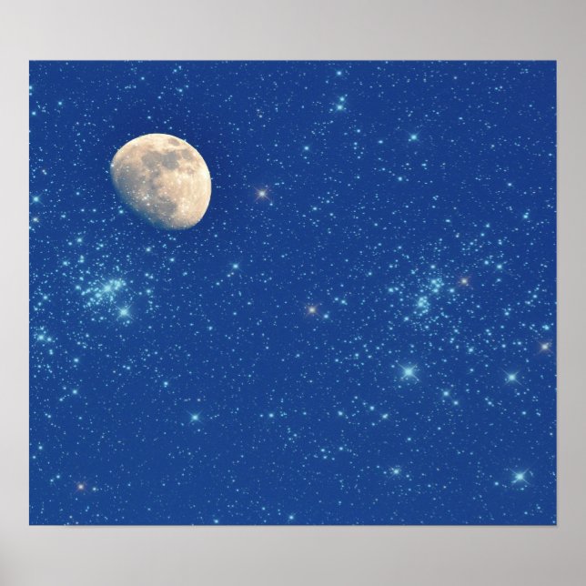 Poster Lune et étoiles (Devant)