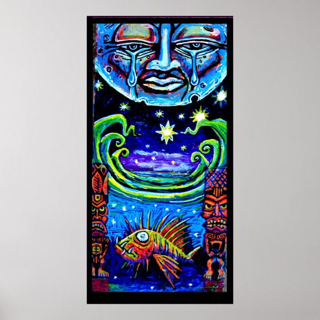 Poster lune et étoiles (Devant)