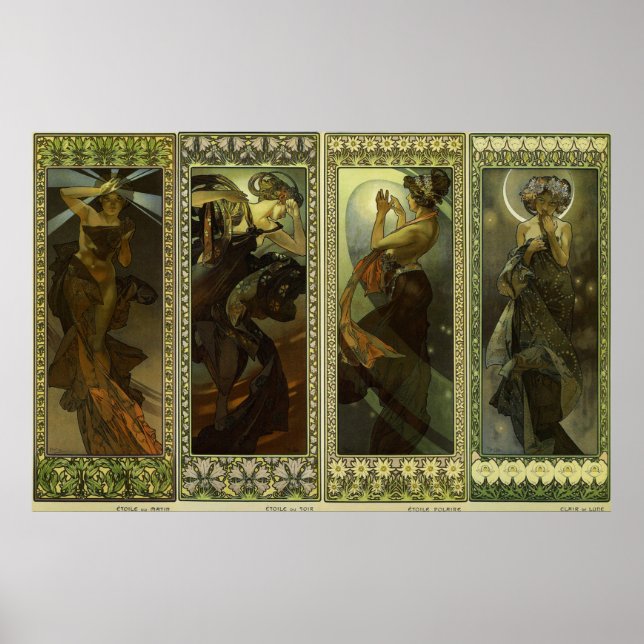 Poster Lune et Etoiles - 1902 - Par Alphonse Mucha (Devant)