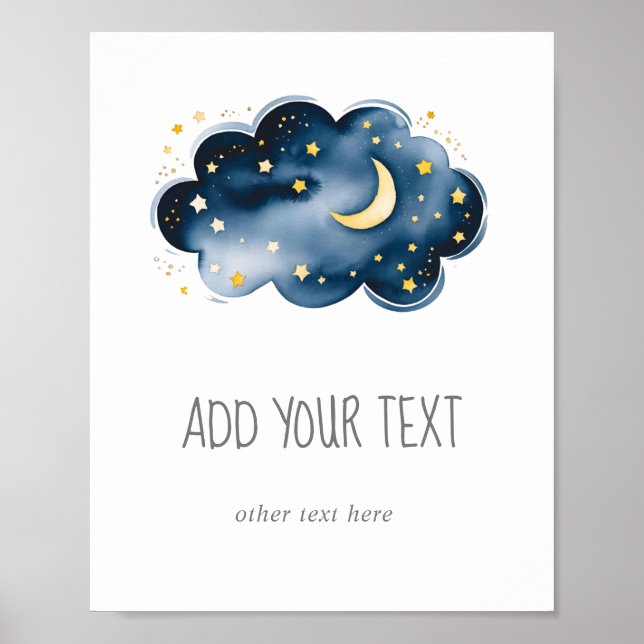 Poster Lune et étoiles Ajouter votre signature texte (Devant)